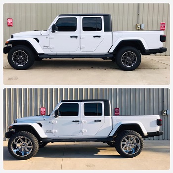 truck before and after installing new wheels